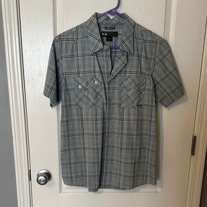 Oakley Men's Blue Plaid Button Down Shirt